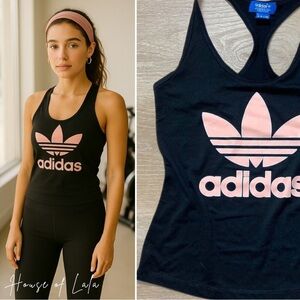 Adidas Black Tank Top with Pink Logo size xsmall
